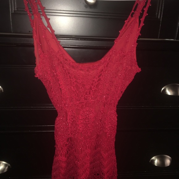 Red crochet and beaded tank. - Picture 7 of 7